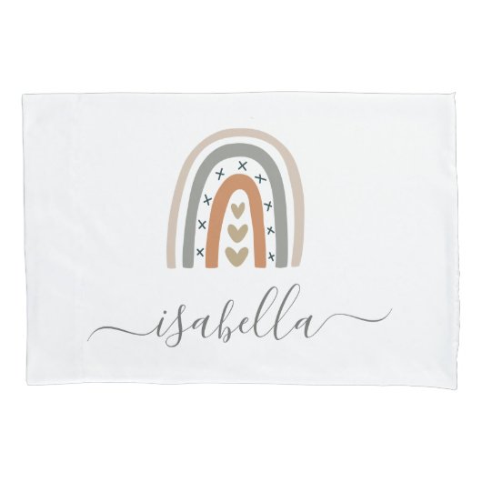 Regenboogbruin beige grijs witte boho kweekt schat kussensloop (Voorkant)