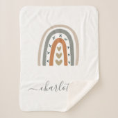 Regenboogbruin beige grijs witte boho kweekt schat sherpa deken (Voorkant)