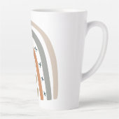 Regenboogbruine beige grijs modern wit latte mok (Rechts)