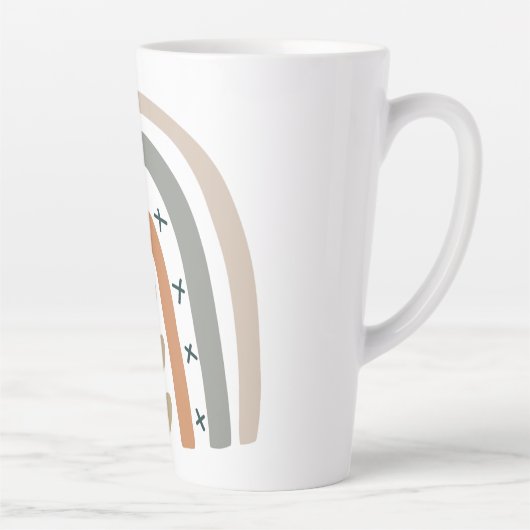 Regenboogbruine beige grijs modern wit latte mok (Rechts)