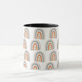 Regenboogbruine beige grijs, modern wit meisje mok (Midden)