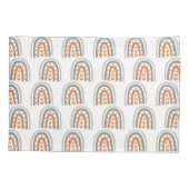 Regenboogbruine beige grijze monogram crèche kussensloop (Achterkant)