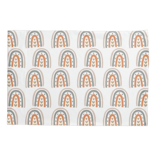 Regenboogbruine beige grijze monogram crèche kussensloop (Achterkant)