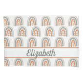 Regenboogbruine beige grijze monogram crèche kussensloop (Voorkant)