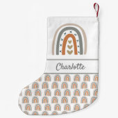 Regenboogbruine beige grijze witte benaming kleine kerstsok (Achterkant)