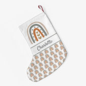 Regenboogbruine beige grijze witte benaming kleine kerstsok (Achterkant (Hangend))