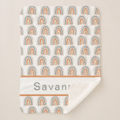 Regenboogbruine beige grijze witte naam boho nurse sherpa deken (Voorkant)