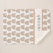 Regenboogbruine beige grijze witte naam boho nurse sherpa deken (Voorkant (horizontaal))