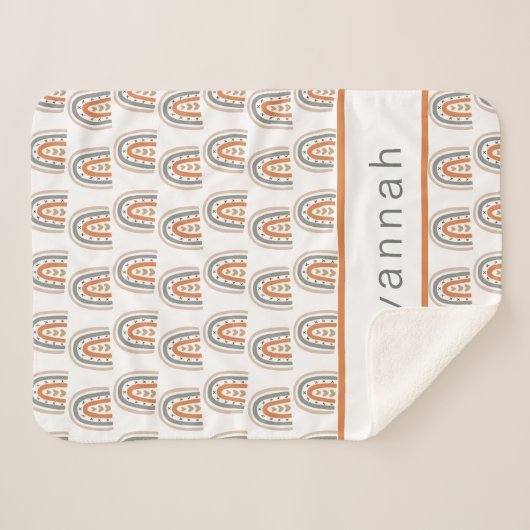 Regenboogbruine beige grijze witte naam boho nurse sherpa deken (Voorkant (horizontaal))