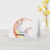 Regenboogbunnies Kaart (Gele Bloem)