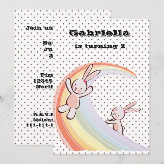 Regenboogbunnies Kaart (Voorkant / Achterkant)