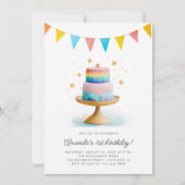 RegenboogCake en sterretjes eerste verjaardag Kaart (Voorkant)