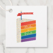 Regenboogcake Happy Verjaardag Wens Een Wens Cadea Bedankjes Labels (Voorkant)