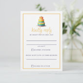 RegenboogCake RSVP Kaartje (Staand voorkant)