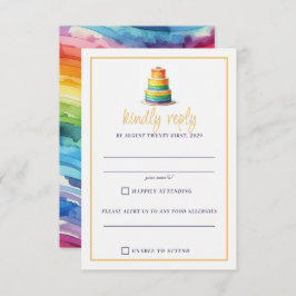 RegenboogCake RSVP Kaartje