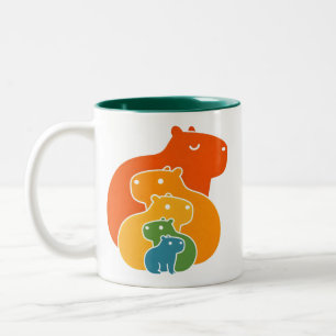 Regenboogcapibara's Tweekleurige Koffiemok