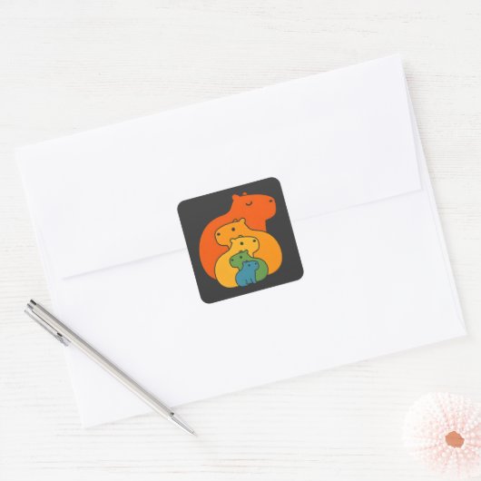 Regenboogcapibara's Vierkante Sticker (Envelop)
