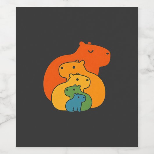 Regenboogcapibara's Wijn Etiket (Enkel label)