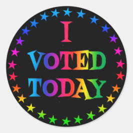 Regenboogcirkel van sterren "Ik heb vandaag gestem Ronde Sticker