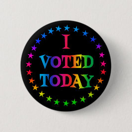 Regenboogcirkel van sterren Ik heb vandaag gestemd Ronde Button 5,7 Cm