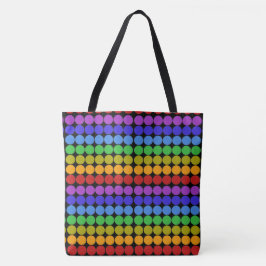 Regenboogcirkels met zwarte stippen tote bag