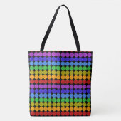 Regenboogcirkels met zwarte stippen tote bag (Voorkant)
