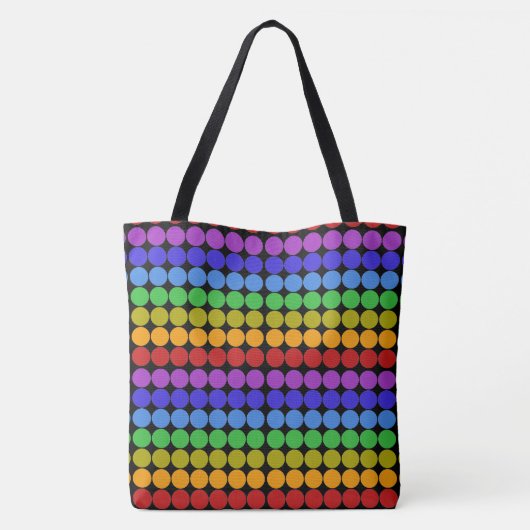 Regenboogcirkels met zwarte stippen tote bag (Achterkant)
