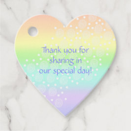 Regenboogcirkels voor pasta's Heart Shaped Favor T Bedankjes Labels