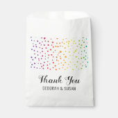 Regenboogconfetti, bomen Dank je regenboog-huwelij Bedankzakje (Voorkant)