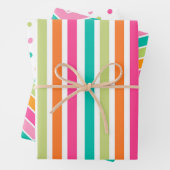 Regenboogconfetti strepen kleurrijke retro inpakpapier vel (In situ)