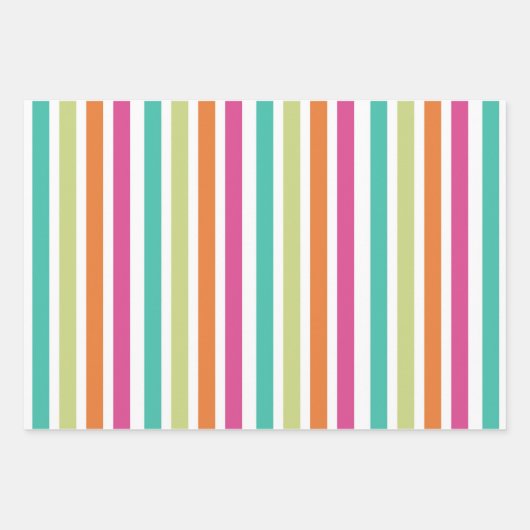 Regenboogconfetti strepen kleurrijke retro inpakpapier vel (Voorkant)