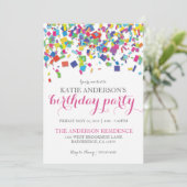 RegenboogConfetti | Uitnodiging van de partij Birt (Staand voorkant)