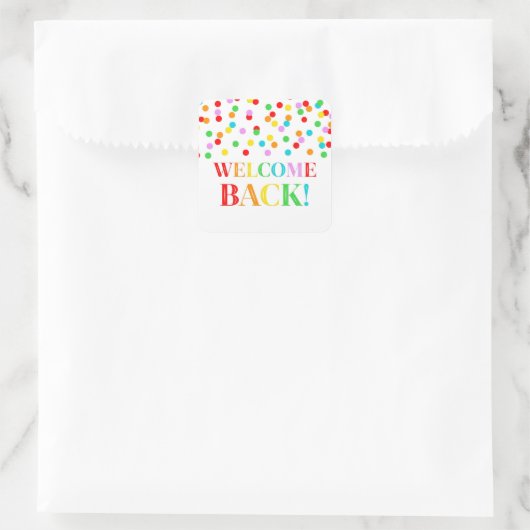 RegenboogConfetti Welkomstback Sticker (Tas)