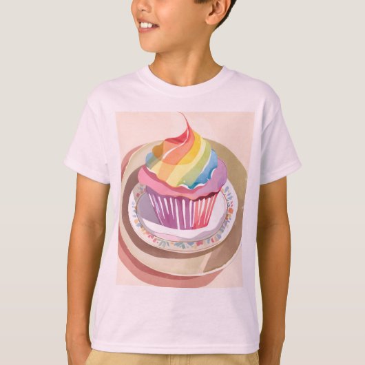 Regenboogcupcake T-shirt (Voorkant)