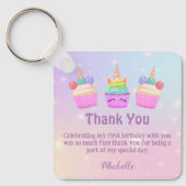 regenboogcupcakes dank je meisje 1 verjaardag sleutelhanger (Voorkant)