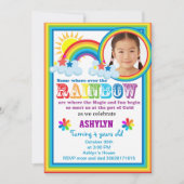 Regenboogdag fotouitnodiging van je kind kaart (Voorkant)