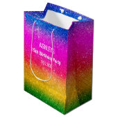 Regenboogdag Groene Roze Glitter Medium Cadeauzakje (Voorkant Gekanteld)