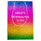 Regenboogdag Groene Roze Glitter Medium Cadeauzakje (Voorkant)