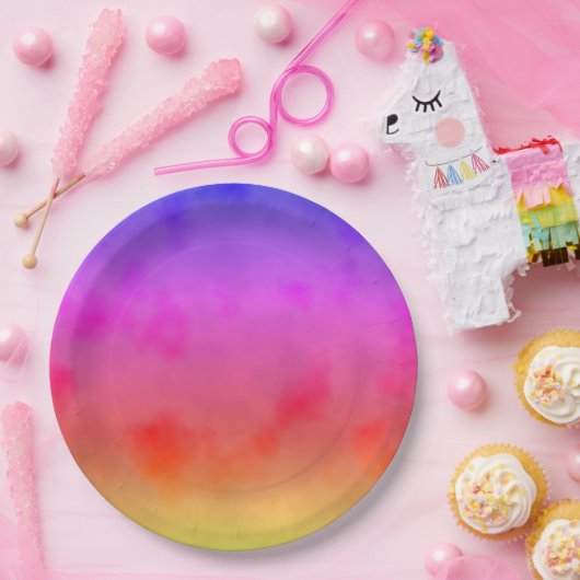 Regenboogdamp Papieren Bordje (Feest)