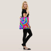 Regenboogdaskleurige canvas tas (Op model)