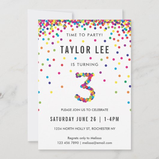 Regenboogderde verjaardag, derde verjaardag kaart (Voorkant)