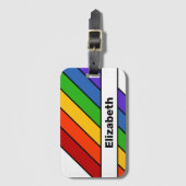 Regenboogdiagonaal Stripnaam Bagagelabel (Voorkant (verticaal))