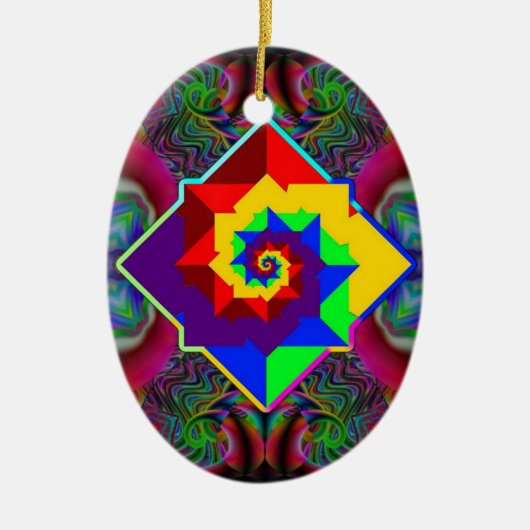 regenboogdiamantspiraal keramisch ornament (Voorkant)