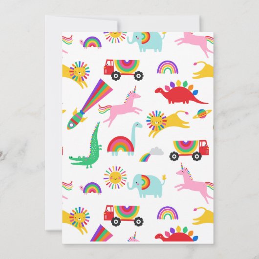 Regenboogdieren - uitnodiging op zaterdag (Achterkant)