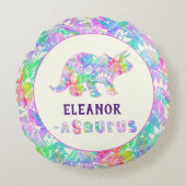 Regenboogdinosaurus Fossiele Kinderen Rond Kussen (Voorkant)