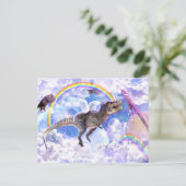 Regenboogdinosaurus unicorn dinocorn briefkaart (Staand voorkant)