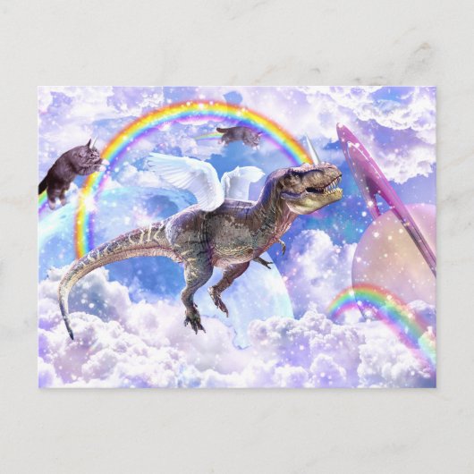 Regenboogdinosaurus unicorn dinocorn briefkaart (Voorkant)