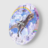 Regenboogdinosaurus unicorn dinocorn grote klok (Hoek)