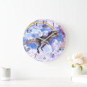 Regenboogdinosaurus unicorn dinocorn grote klok (Huis)