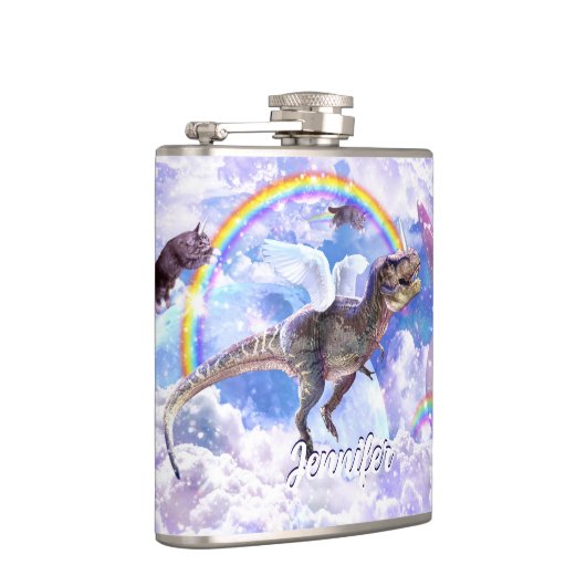 Regenboogdinosaurus unicorn dinocorn heupfles (Rechts)